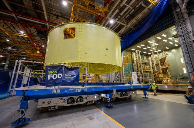 NASA image: Forward Skirt for Artemis III SLS Core Stage Moves for Next Phase of Production